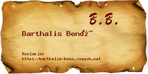 Barthalis Benő névjegykártya